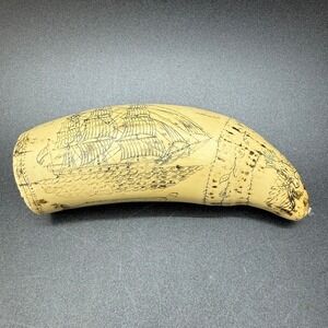 Vintage replica scrimshaw whale tooth whaling ship liberty eagle patriotic